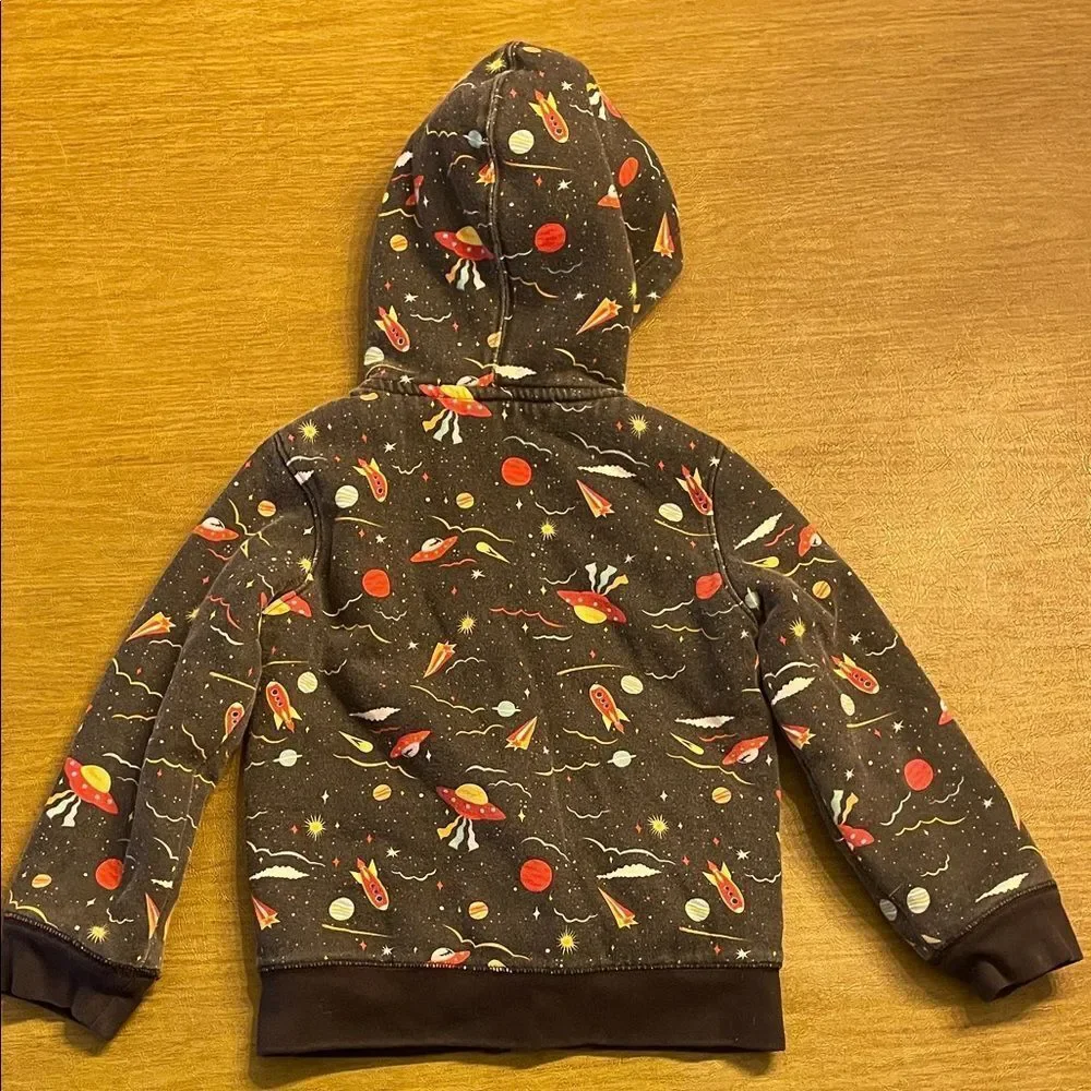 Land’s End Reversible Kids Space-Themed fleece Hoodie size XS 4-5